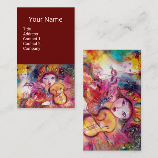 HARLEQUIN VIOLIN PLAYER-muziek, decor, theaterarti Visitekaartje (Voorkant / Achterkant)