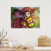 HARLEQUIN VIOLIN PLAYER / Venetiaanse carnavalsmuz Poster (Keuken)