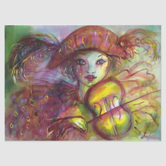 HARLEQUIN VIOLIN PLAYER / Venetiaanse carnavalsmuz Tissuepapier (Voorkant)