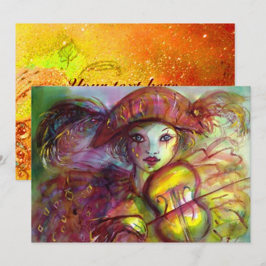 HARLEQUIN VIOLINIST Masquerade Mardi Gras Party (Voorkant / Achterkant)