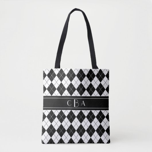 Harlequin, zwart en wit tote bag (Voorkant)