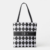 Harlequin, zwart en wit tote bag (Achterkant)