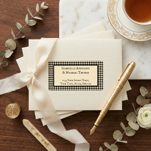 Harlequin Zwarte Crème Tekst Rand Adreslabels Etiket