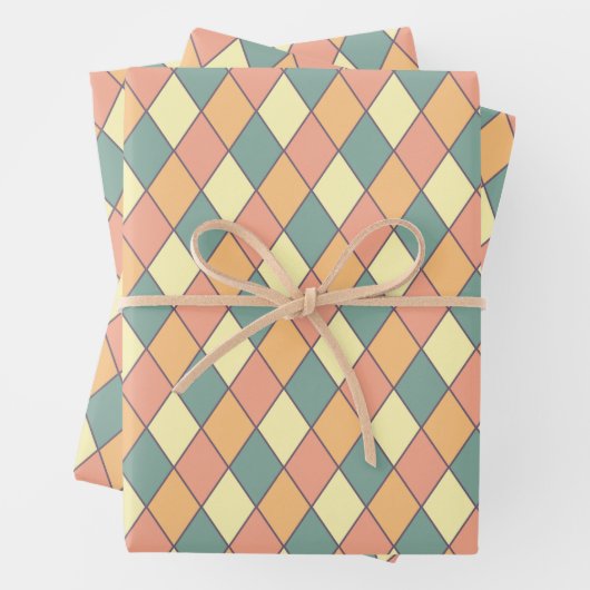 Harlequine Diagonal in Pastels Inpakpapier Vel (In situ)