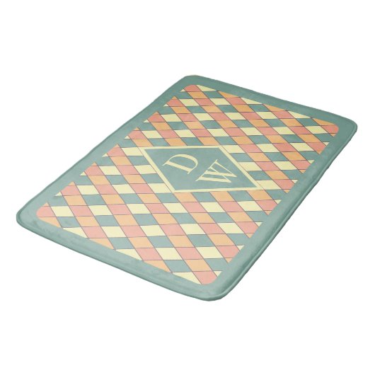 Harlequine Diagonal in Pastels Monogram Badmat (Gekanteld)