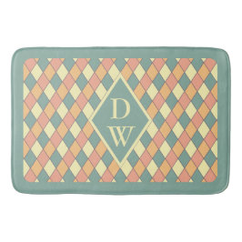  Harlequine Diagonal in Pastels Monogram Badmat