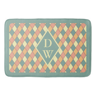  Harlequine Diagonal in Pastels Monogram Badmat