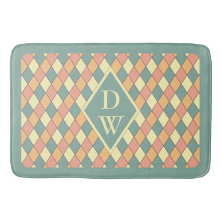  Harlequine Diagonal in Pastels Monogram Badmat