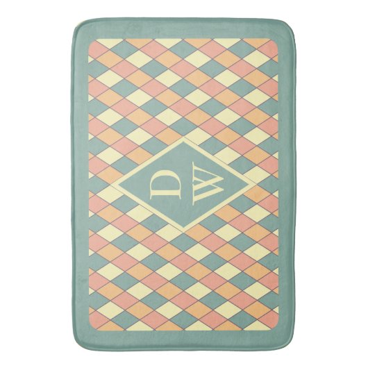  Harlequine Diagonal in Pastels Monogram Badmat (Voorkant Verticaal)