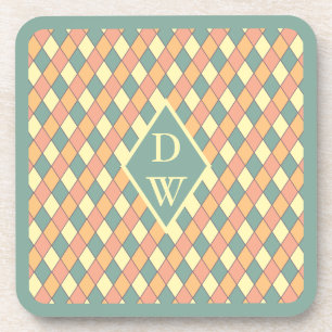 Harlequine Diagonal in Pastels Monogram Bier Onderzetter
