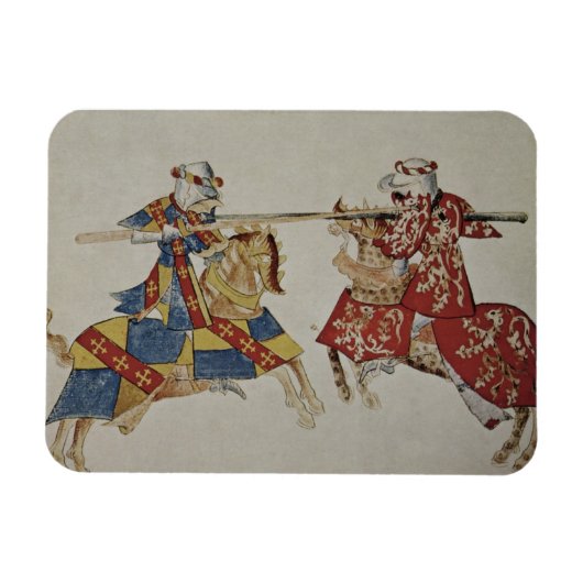 Harley 4205 f.366 Jousting Knight, c.1445 (vellum) Magneet (Horizontaal)