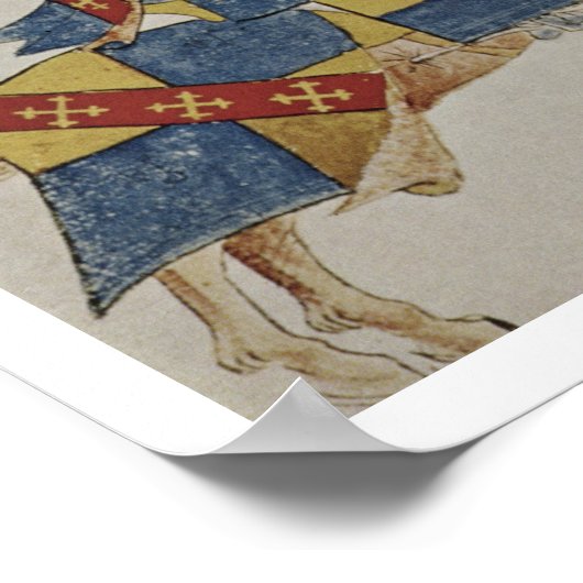 Harley 4205 f.366 Jousting Knight, c.1445 (vellum) Poster (Hoek)