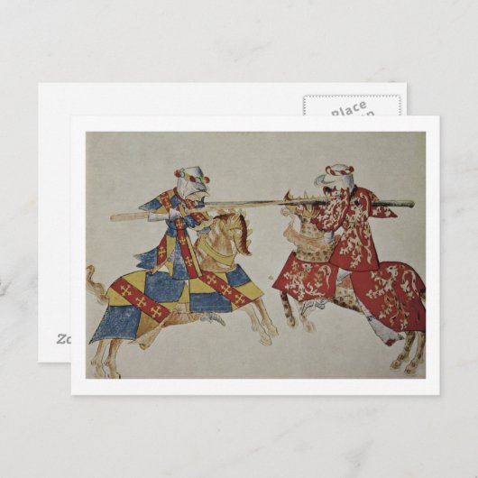 Harley 4205 f.366 Jousting Ridders, c.1445 (velijn Briefkaart (Voorkant / Achterkant)