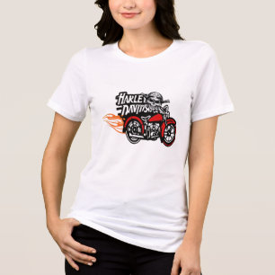 Harley Davidson Vlammende Veteraan Biker Schedel M Tri-Blend Shirt