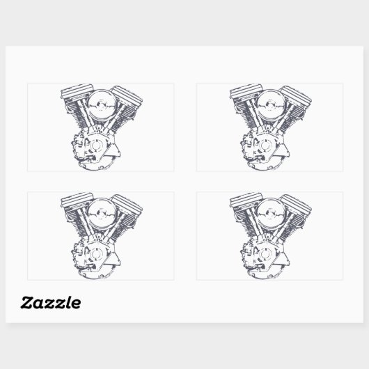 Harley Evolution V-Twin Rechthoekige Sticker (Vel)