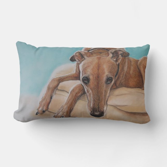 Harley Greyhound Dog Art Pillow Kussen (Voorkant)
