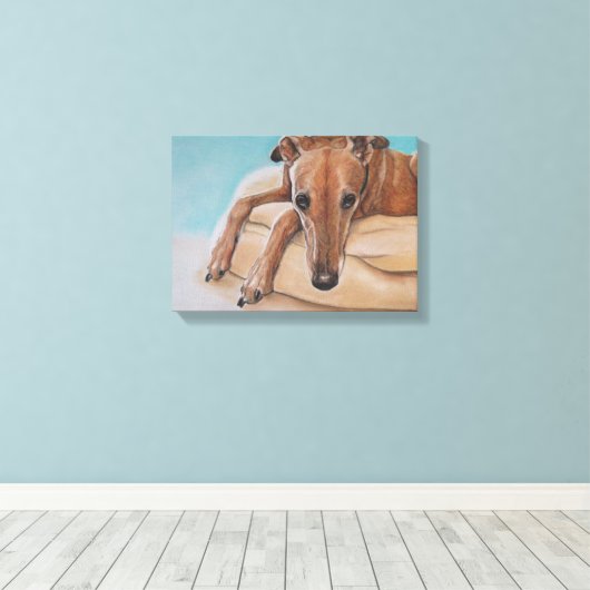 Harley Greyhound Hond Art Print (Insitu (Houten vloer))