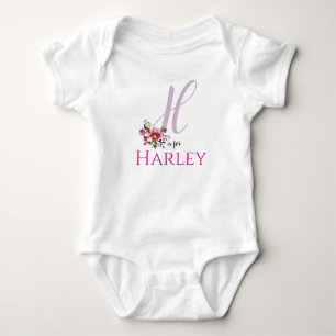 Harley Name onthult Floral Letter H Girl Whimsical Romper