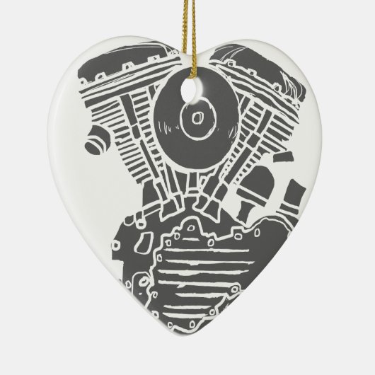 Harley Panhead Motor Drawing Keramisch Ornament (Rechts)