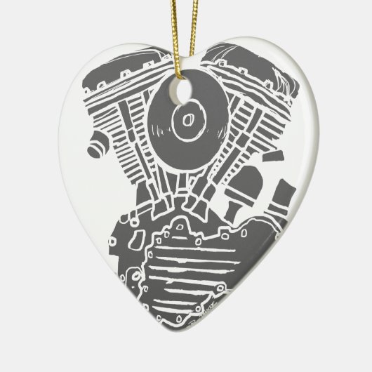 Harley Panhead Motor Drawing Keramisch Ornament (Links)