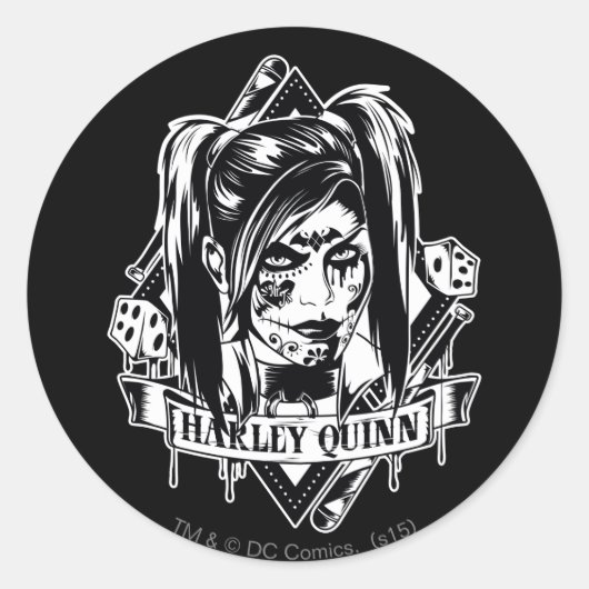 Harley Quinn Badge Ronde Sticker (Voorkant)