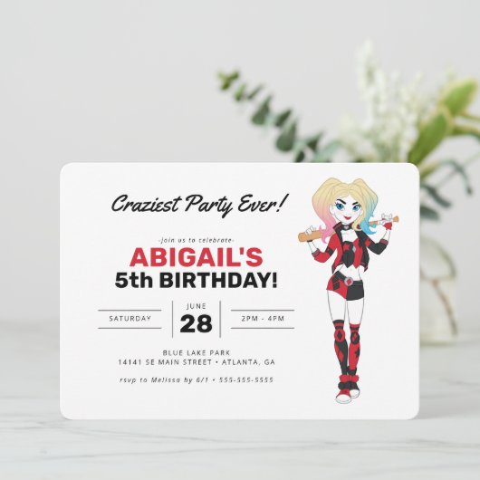 Harley Quinn Birthday Kaart (Staand voorkant)