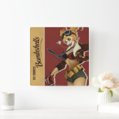 Harley Quinn Bombshells Pinup Vierkante Klok (Huis)