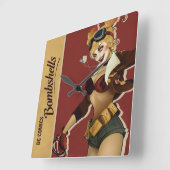 Harley Quinn Bombshells Pinup Vierkante Klok (Hoek)