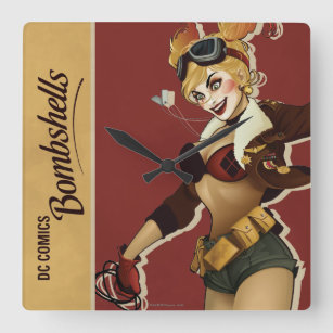 Harley Quinn Bombshells Pinup Vierkante Klok