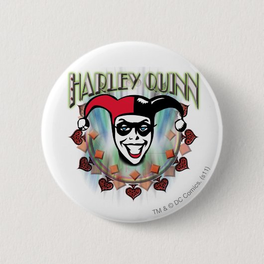 Harley Quinn - Face en Logo Ronde Button 5,7 Cm (Voorkant)