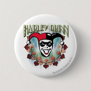 Harley Quinn - Face en Logo Ronde Button 5,7 Cm