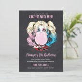 Harley Quinn Girls Chalkboard Birthday Kaart (Staand voorkant)