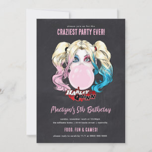 Harley Quinn Girls Chalkboard Birthday Kaart