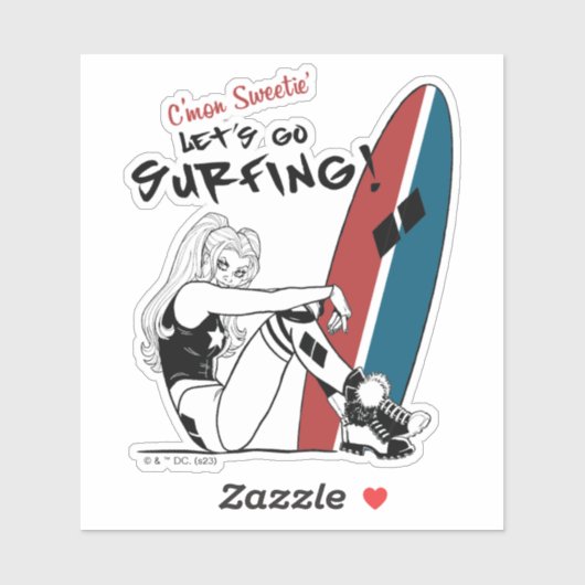 Harley Quinn - Laten we gaan surfen Sticker (Vel)
