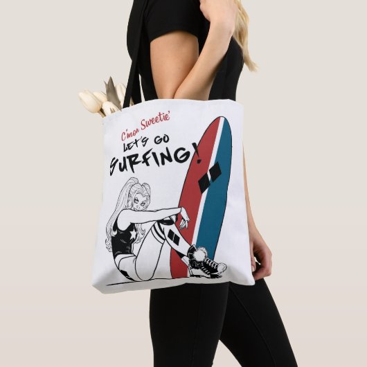 Harley Quinn - Laten we gaan surfen Tote Bag (Dichtbij)