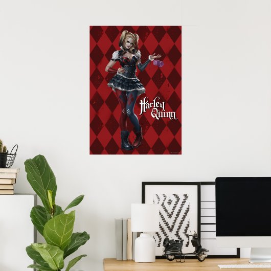 Harley Quinn met Fuzzy Dice Poster (Thuiskantoor)