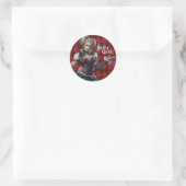 Harley Quinn met Fuzzy Dice Ronde Sticker (Tas)