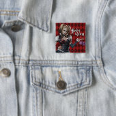 Harley Quinn met Fuzzy Dice Vierkante Button 5,1 Cm (In situ)