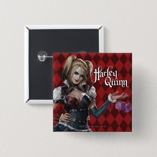 Harley Quinn met Fuzzy Dice Vierkante Button 5,1 Cm (Voorkant /achterkant)