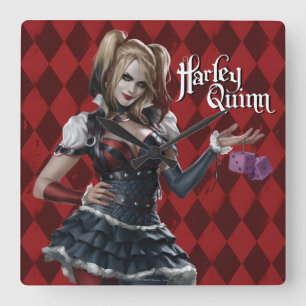 Harley Quinn met Fuzzy Dice Vierkante Klok
