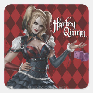 Harley Quinn met Fuzzy Dice Vierkante Sticker