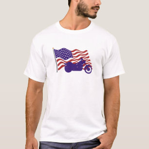 Harley Silhouette over de Amerikaanse vlag T-shirt