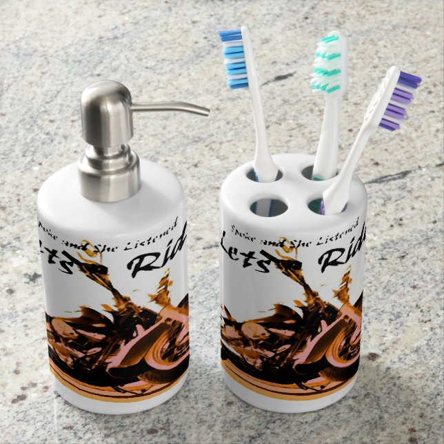 Harley Toothborstel Holder and Soap Dispenser Set Tandenborstelhouder (Voorkant)