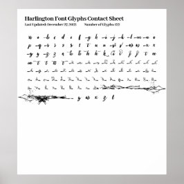 Harlington-lettertypeglyfen Contactblad Poster