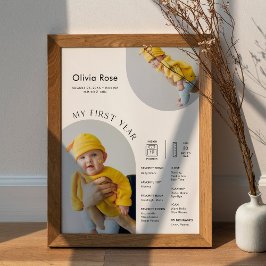 HARLOW 1st Birthday Milestone Infografisch 18x24 Poster