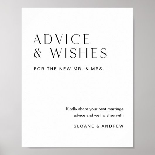 HARLOW Advice and Wishes Wedding Sign Poster (Voorkant)