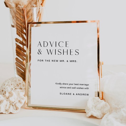 HARLOW Advice and Wishes Wedding Sign Poster