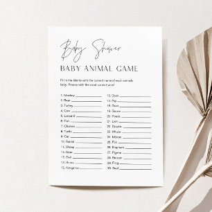 HARLOW Baby Animal Minimalist Baby shower Game Kaart