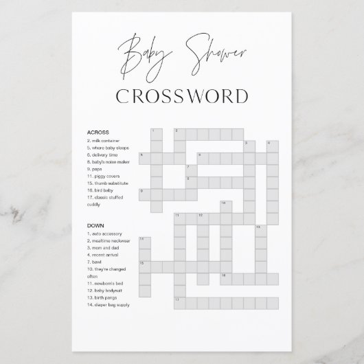 HARLOW Baby shower Crossword Game (Voorkant)