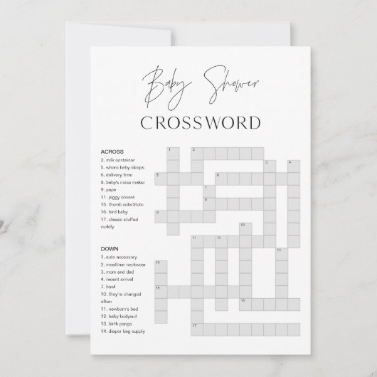 HARLOW Baby shower Crossword Game Kaart (Voorkant)